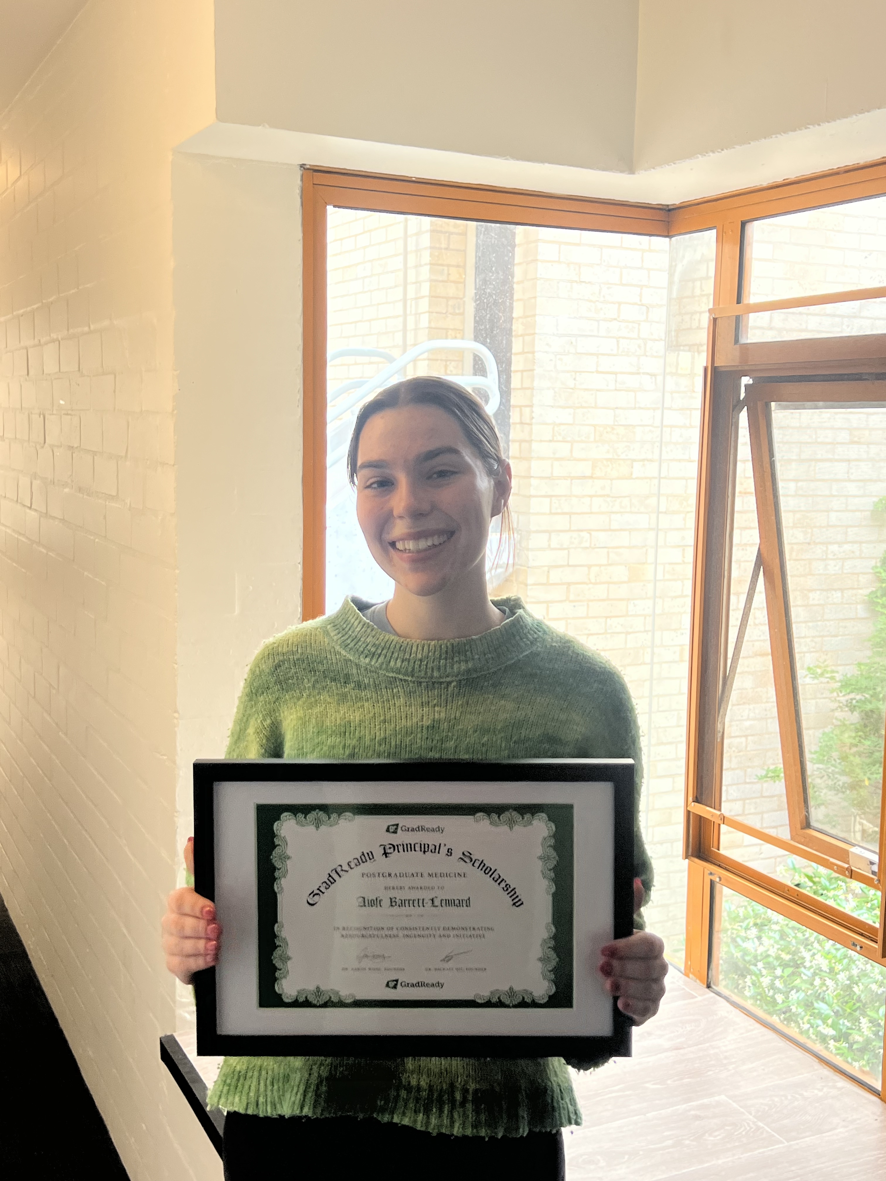 Photo of Aiofe Barrett-Lennard, 2025 GradReady Principal's Scholarship recipient from Robert Menzies College