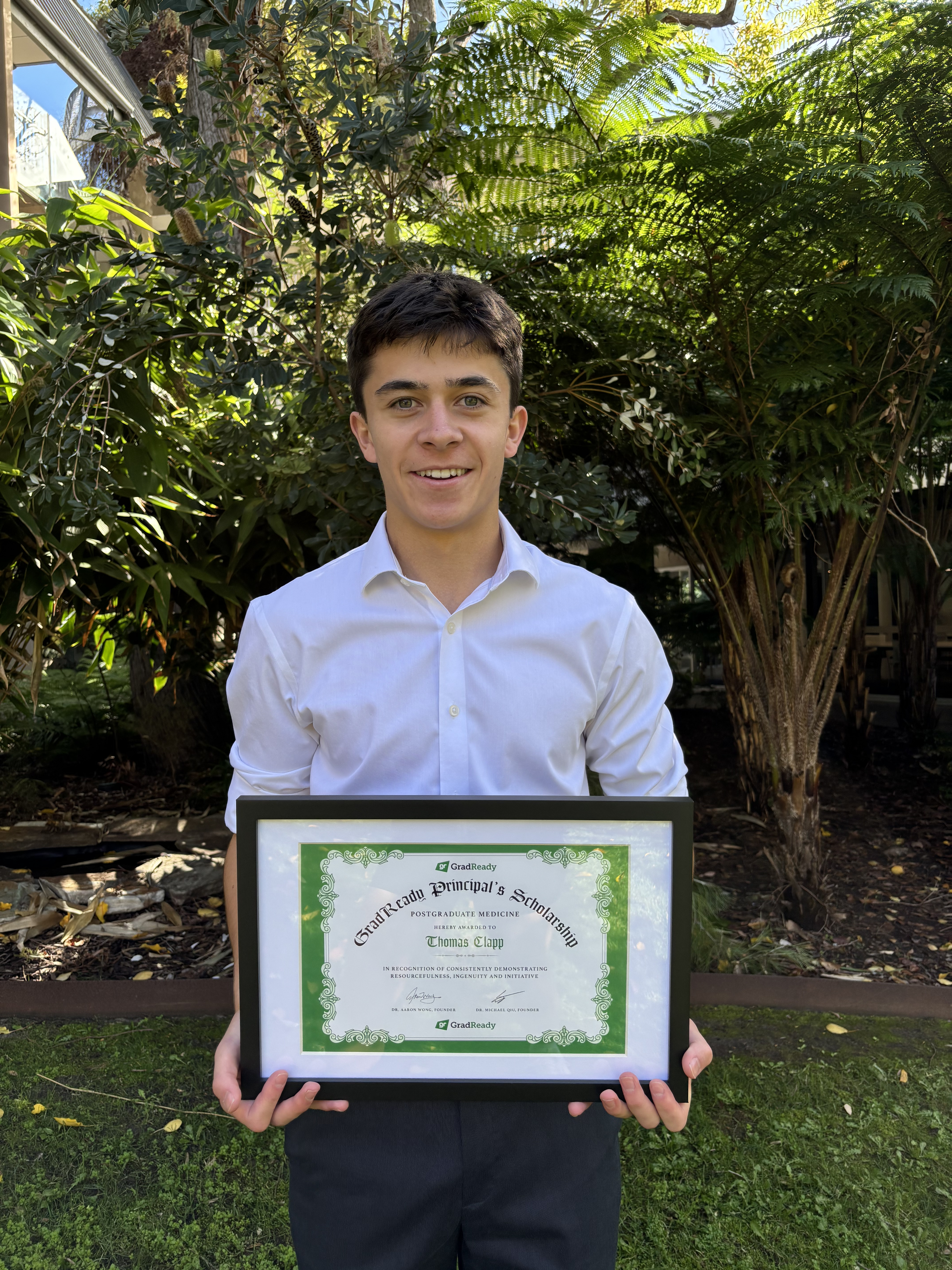 Photo of Thomas Clapp, 2025 GradReady Principal's Scholarship recipient from St Catherine's College